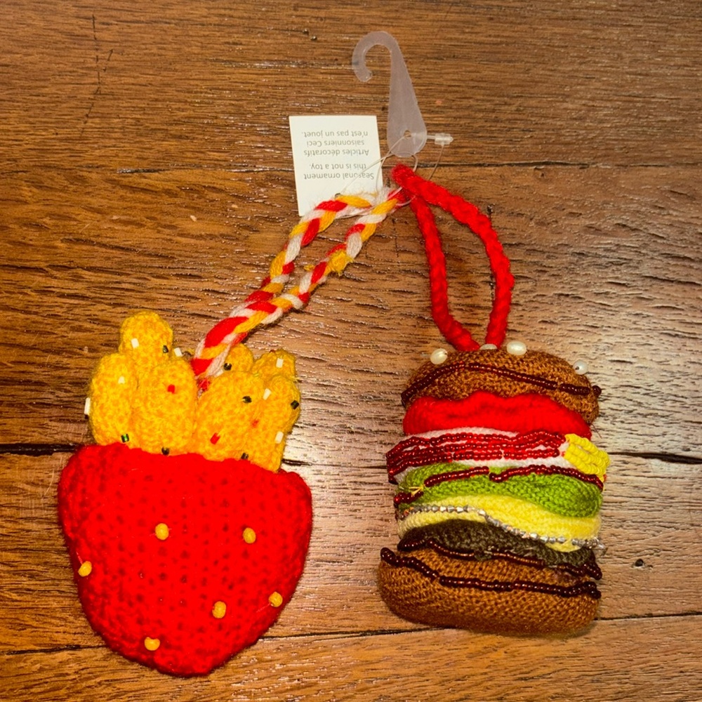 Cheeseburger and fries Christmas ornament